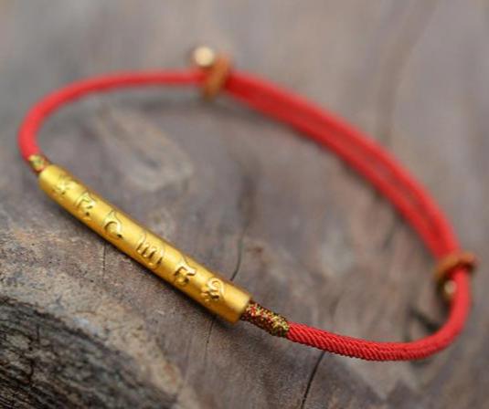 Gold Red String Buddhist Bracelet