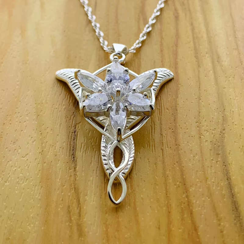 arwen evenstar necklace sterling silver zirconia closeup