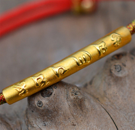 Red String OM Buddhist Bracelet Gold