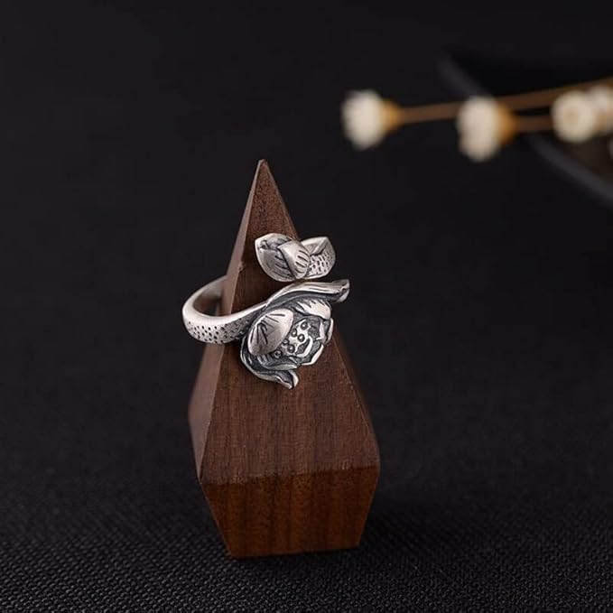 Lotus Ring 999 Silver on display