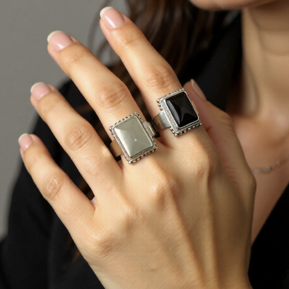 Lucifer Morningstar ring worn by model