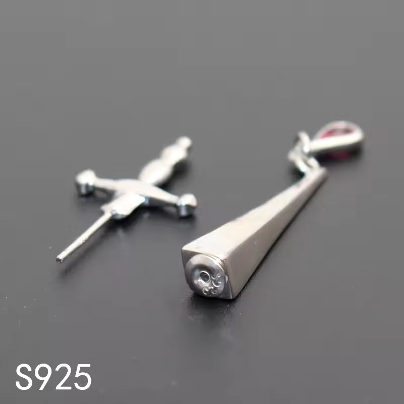 Medieval sword silver jewelry detail