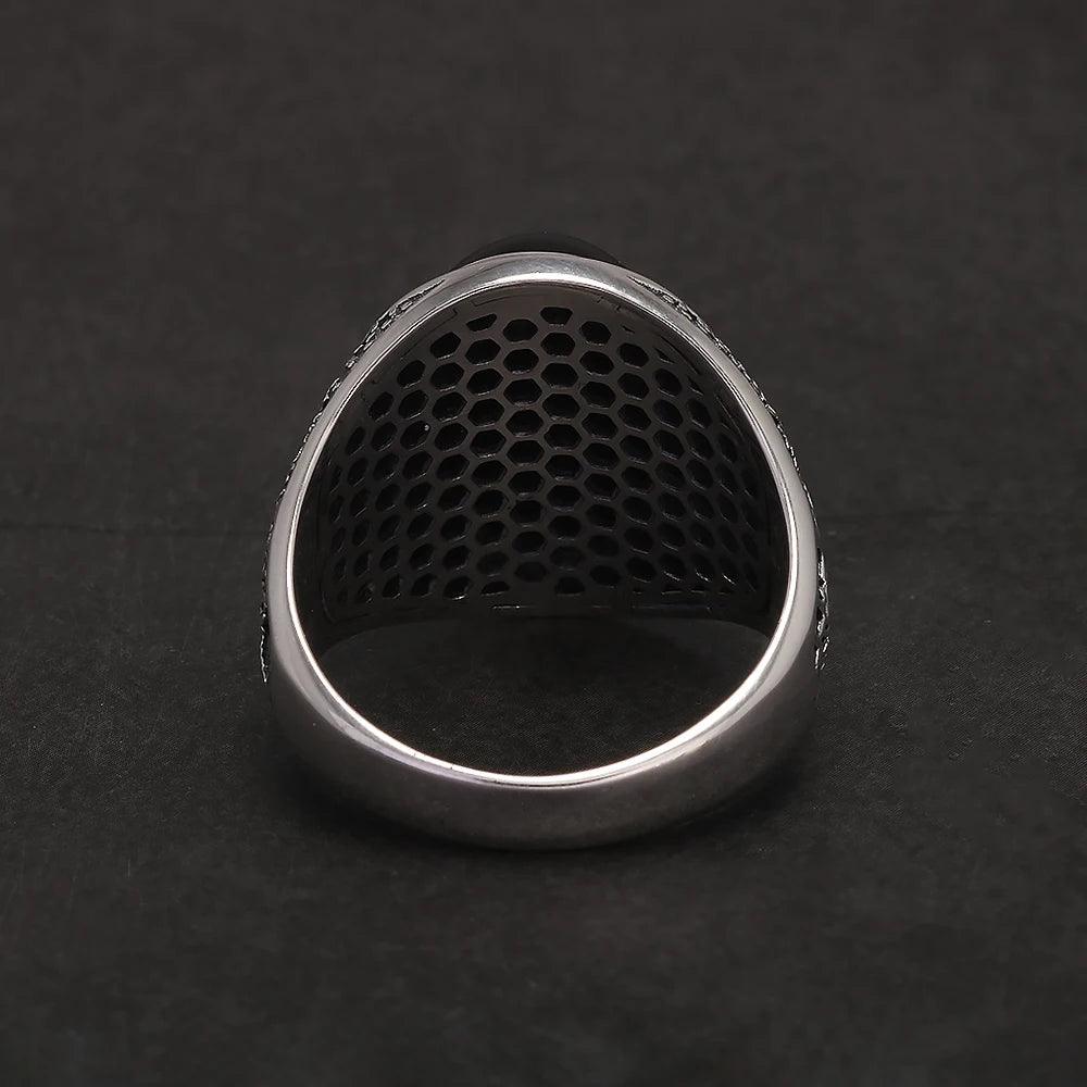 Mens obsidian ring back view
