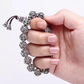 Tibetan Silver Six True Words Mantra Bracelet - Sanskrit Engraved Om Mani Padme Hum Prayer Beads & Pixiu Protection Jewelry