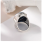 Blue and white shell cameo ring back side