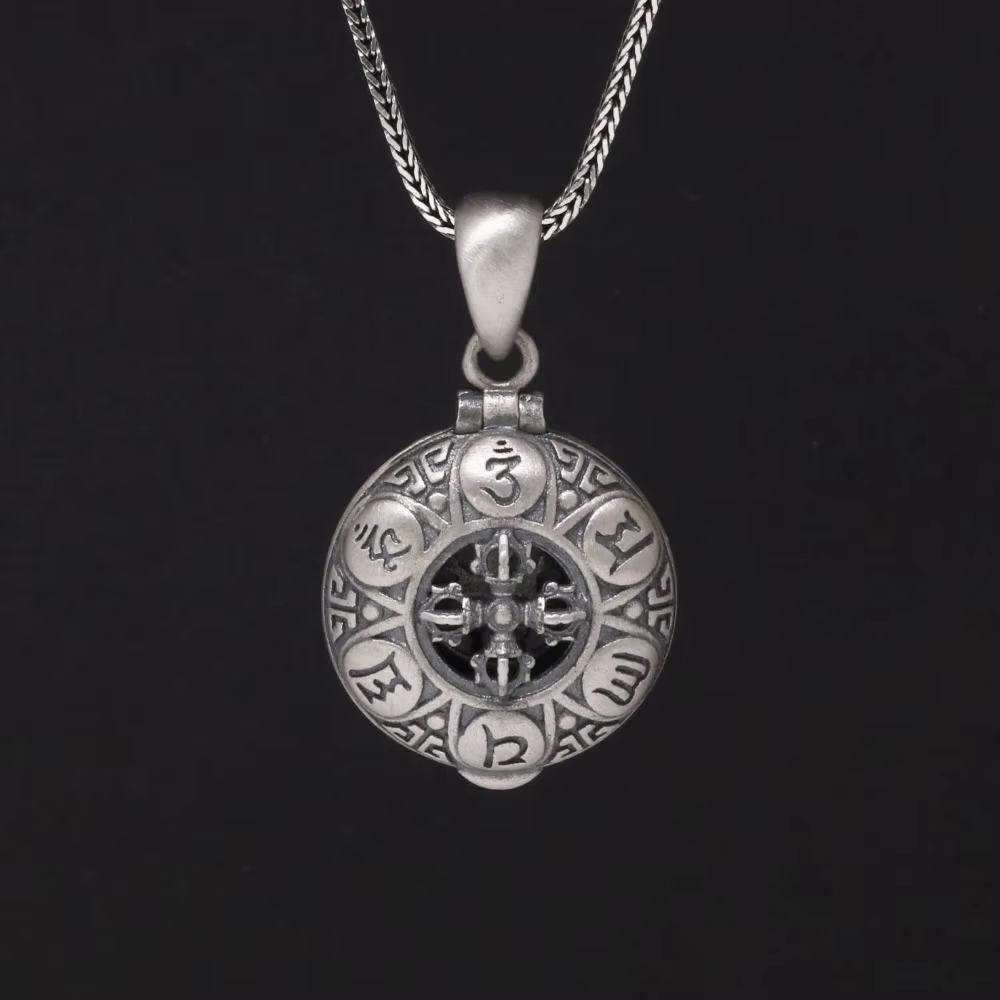 Buddhist OM Necklace silver