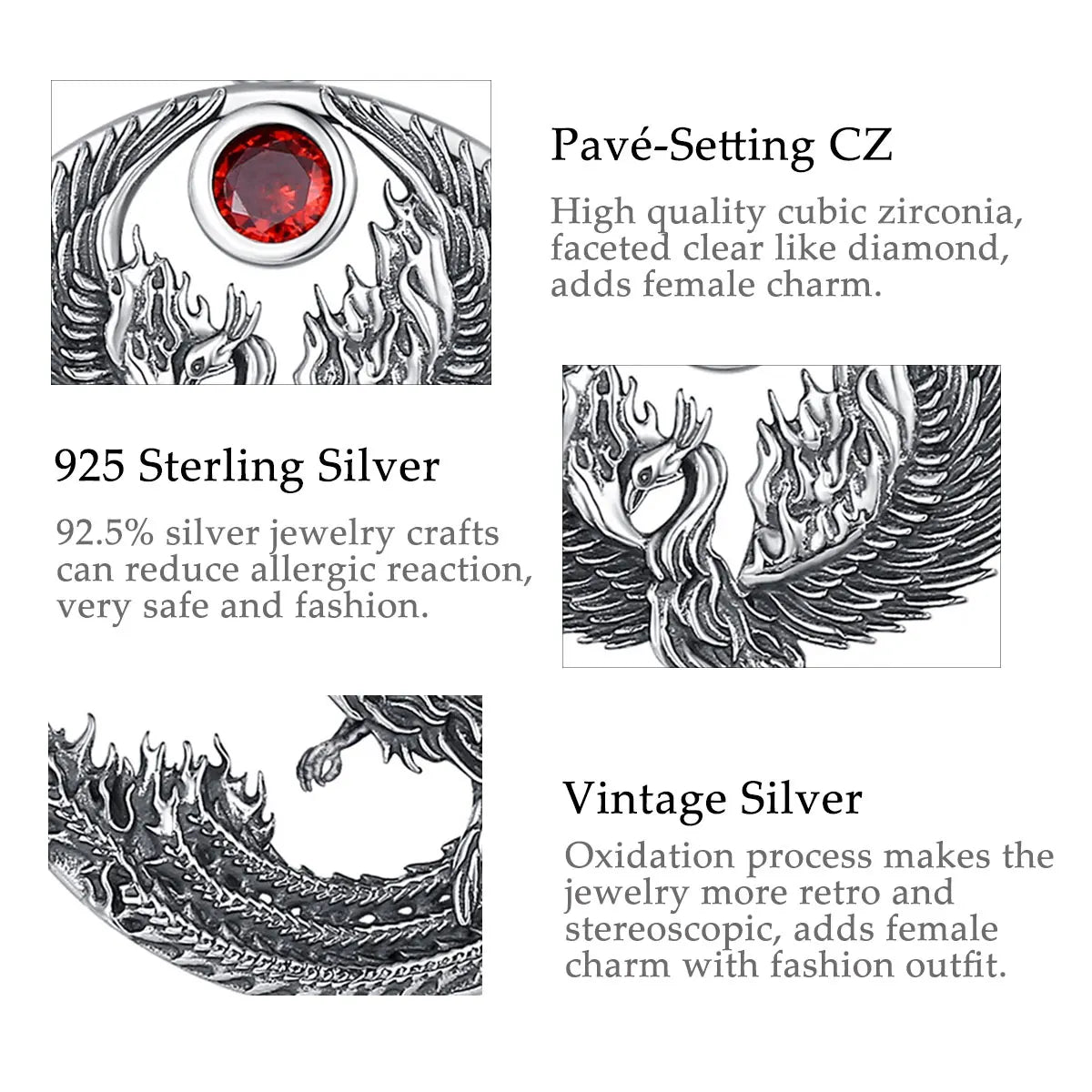 Phoenix pendant details