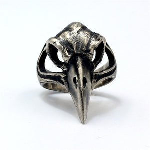 Raven Skull Ring Sterling Silver front
