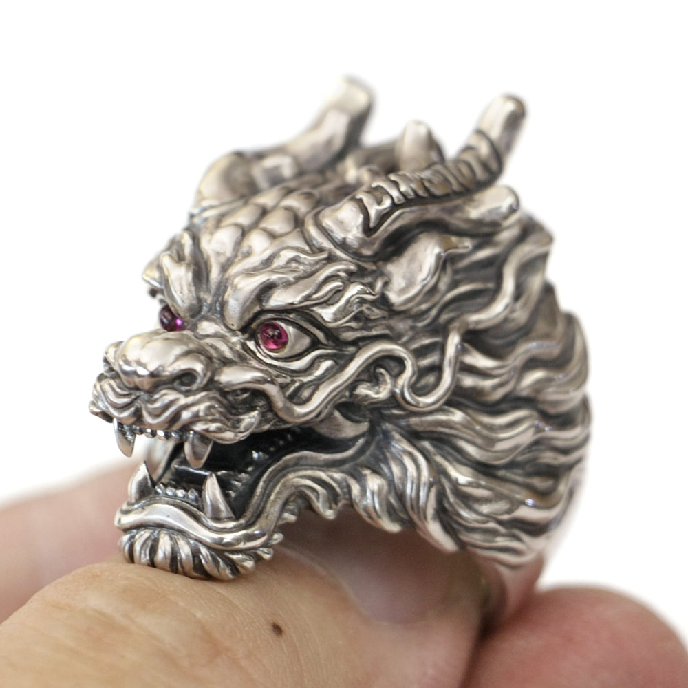 sterling silver dragon ring left