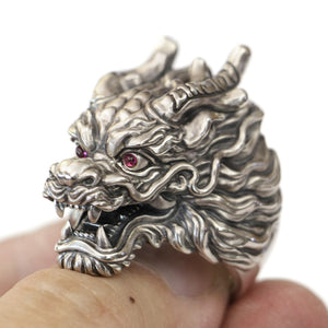 sterling silver dragon ring left