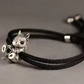 black crystal accent vintage horse charm on black rope