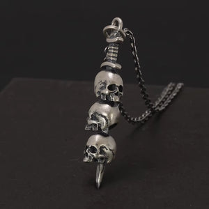 Sterling silver skull pendant close-up