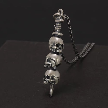 Sterling silver skull pendant close-up