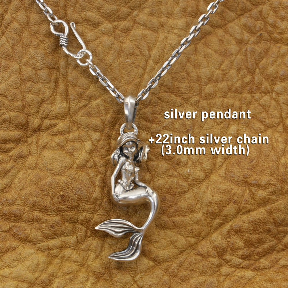 mermaid Ariel necklace Silver