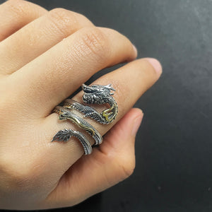 sterling silver dragon ring model finger
