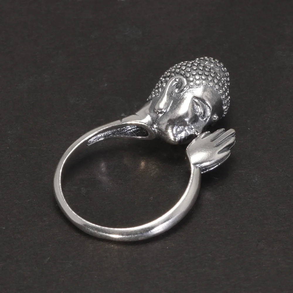 Sterling silver buddha ring right