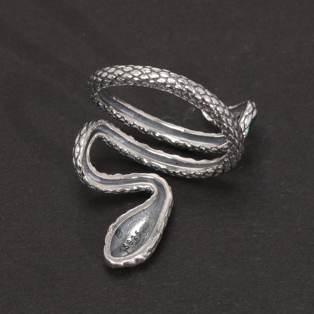 silver snake ring back