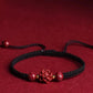 black red cinnabar flower bracelet