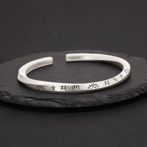 OM Buddhist Sterling Silver Cuff Bracelet