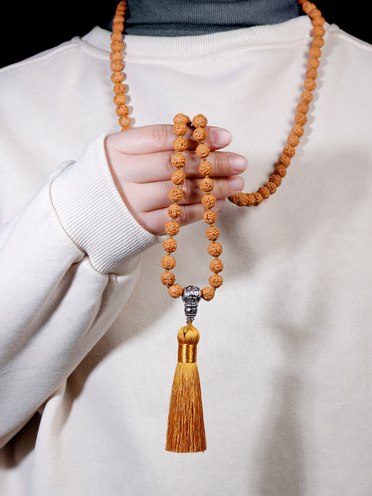 Rudraksha Mala Buddhist Necklace ~ 108 Prayer Beads 