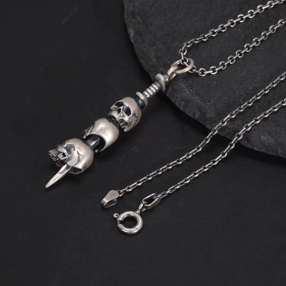 Skull and sword gothic necklace