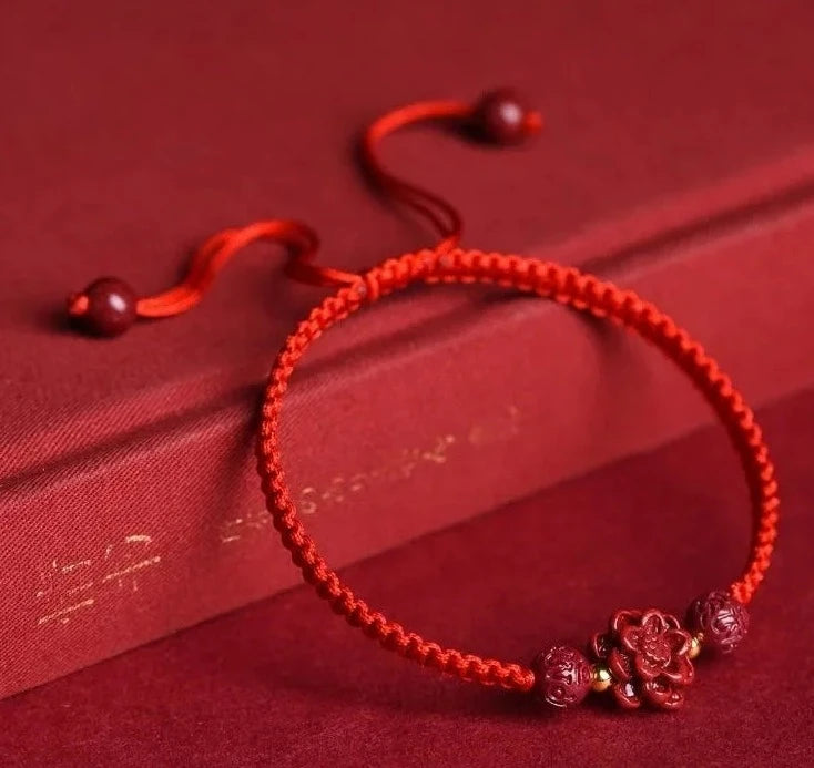 light Red Cinnabar Rose Flower Bracelet