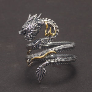 sterling silver dragon ring adjustable men women