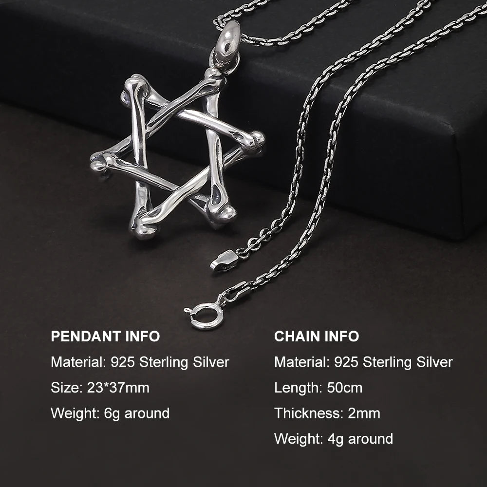 Star of David pendant and necklace sterling silver