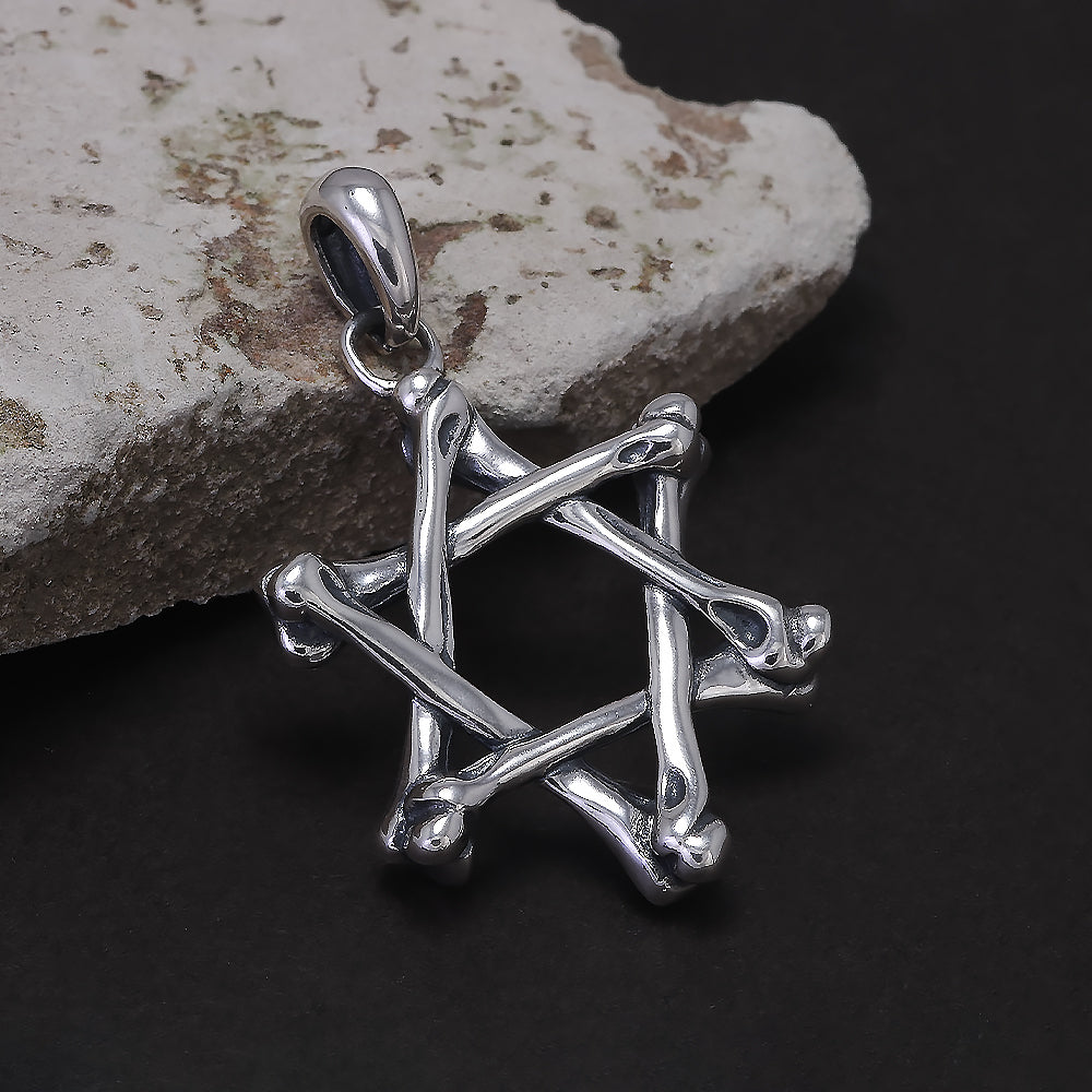 gothic bones star of david necklace