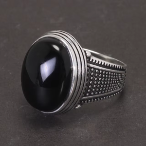 black agate ring turkish ring silver 