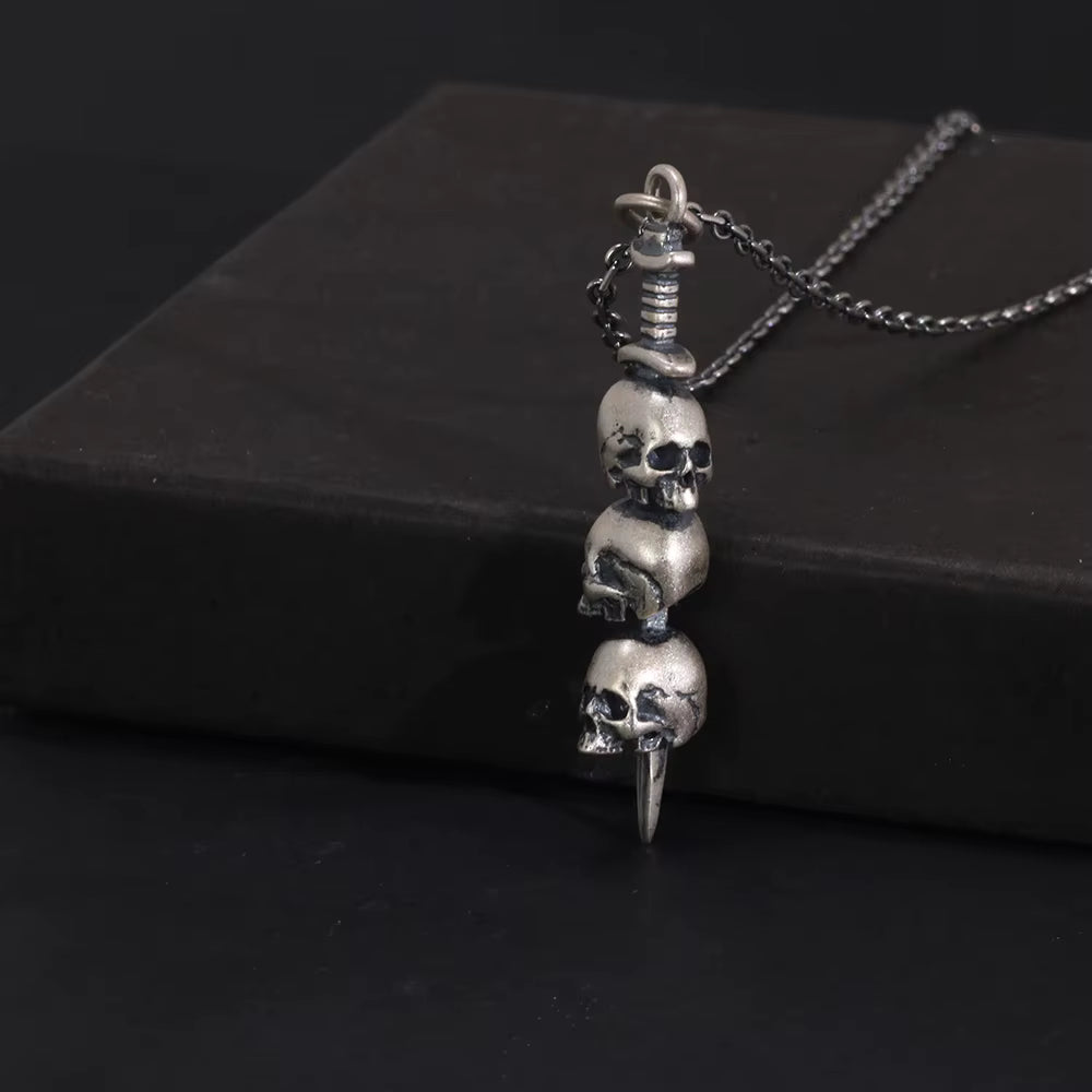 Sterling silver skull pendant