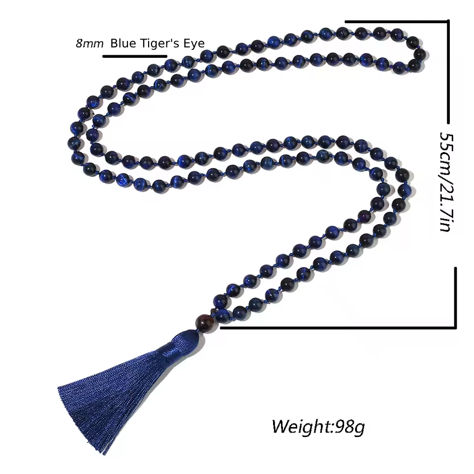 108 blue mala necklace