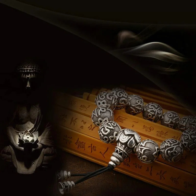 Sanskrit engraved prayer beads