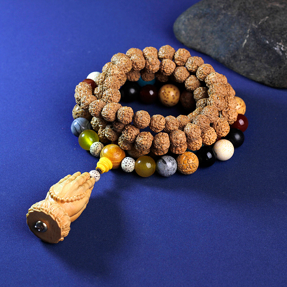 Rudraksha mala necklace buddha Namaskara Mudra