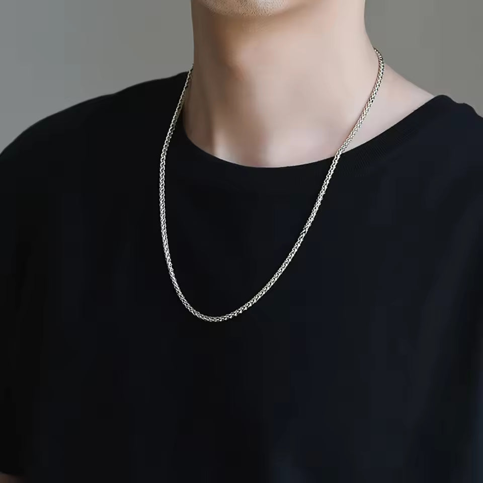 silver wheat chain necklace