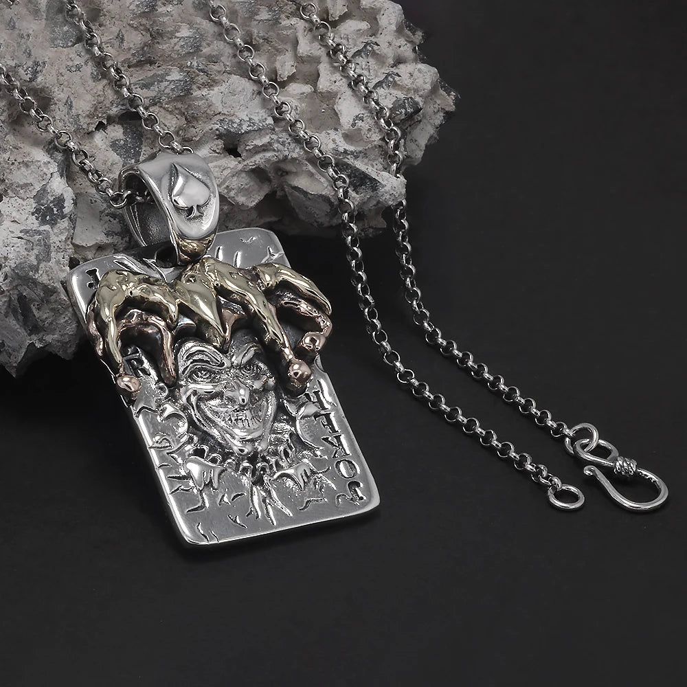 Joker necklace with dual-tone metal accents