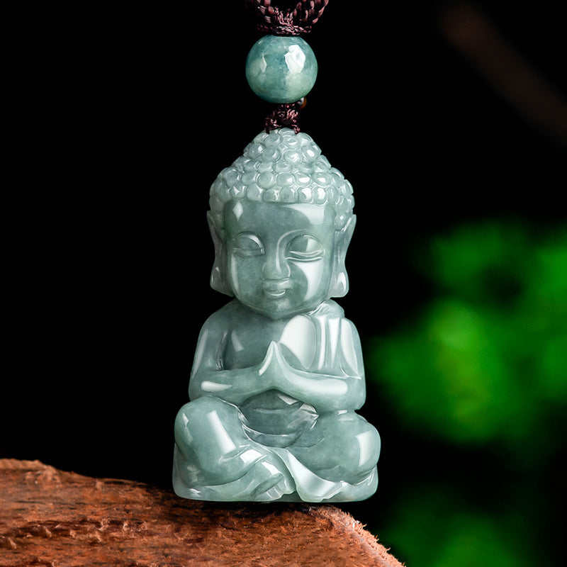 Jade baby buddha pendant necklace 