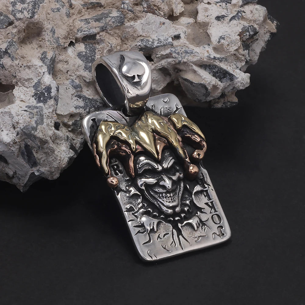 Dark clown face pendant close-up