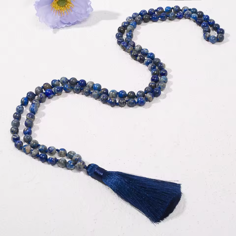 Lapis Lazuli 108 beads 8mm Mala Necklace