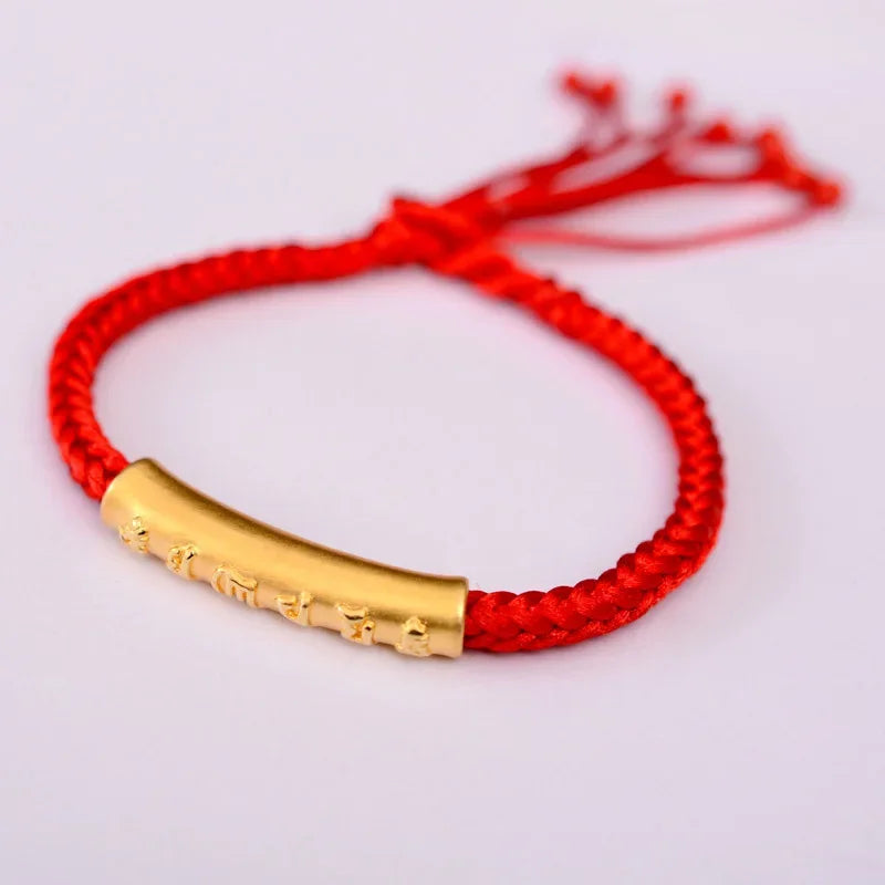 red gold buddhist bracelet string