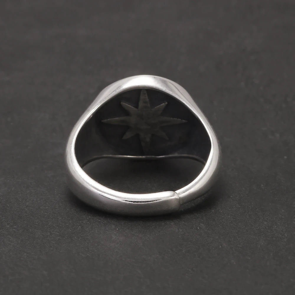 Silver North Star ring Signet finger
