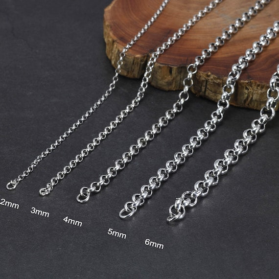 Silver Rolo chains 2mm 3mm 4mm 5mm 6mm
