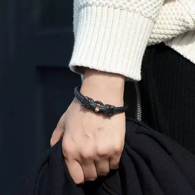Silver leopard bracelet