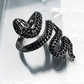 Silver snake statement ring front view
