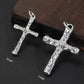 Small and large textured sterling silver cross pendants side by side
