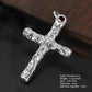 Small textured sterling silver cross pendant, front view