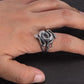Solid 925 sterling silver snake ring worn on finger