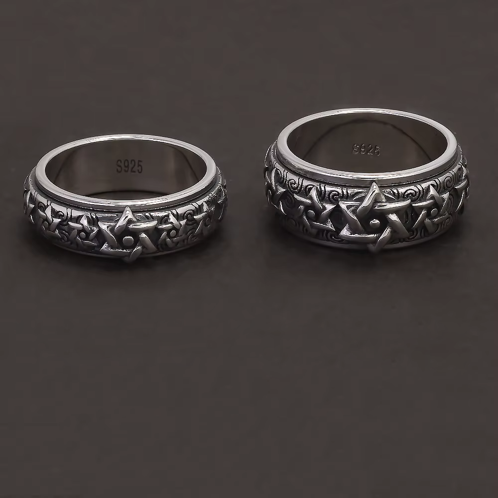 Star of David Spinner meditating ring Sterling Silver