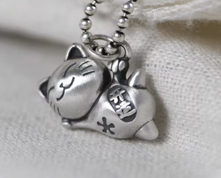 Sterling Silver Maneki Neko Charm