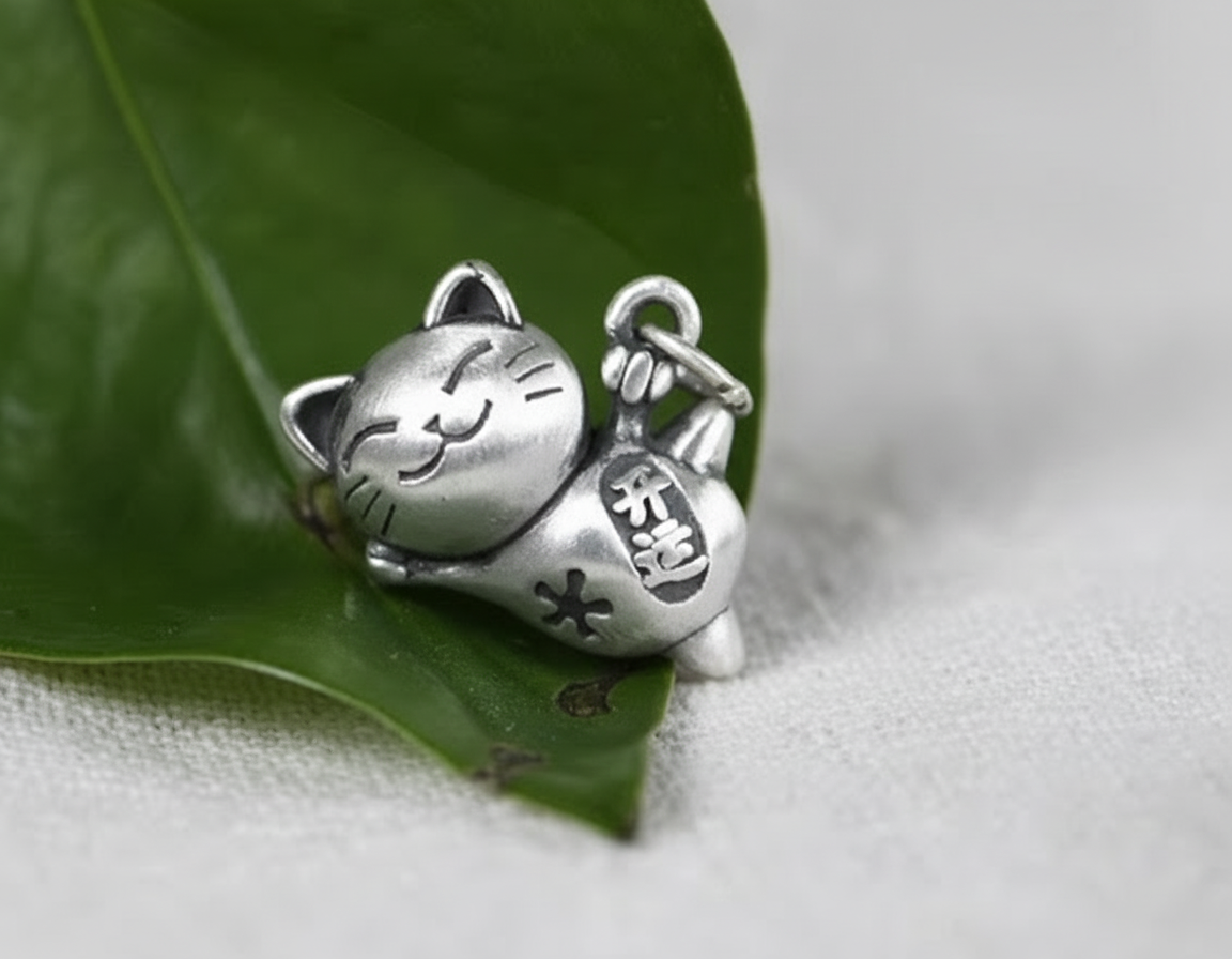 Sterling Silver Maneki Neko pendant